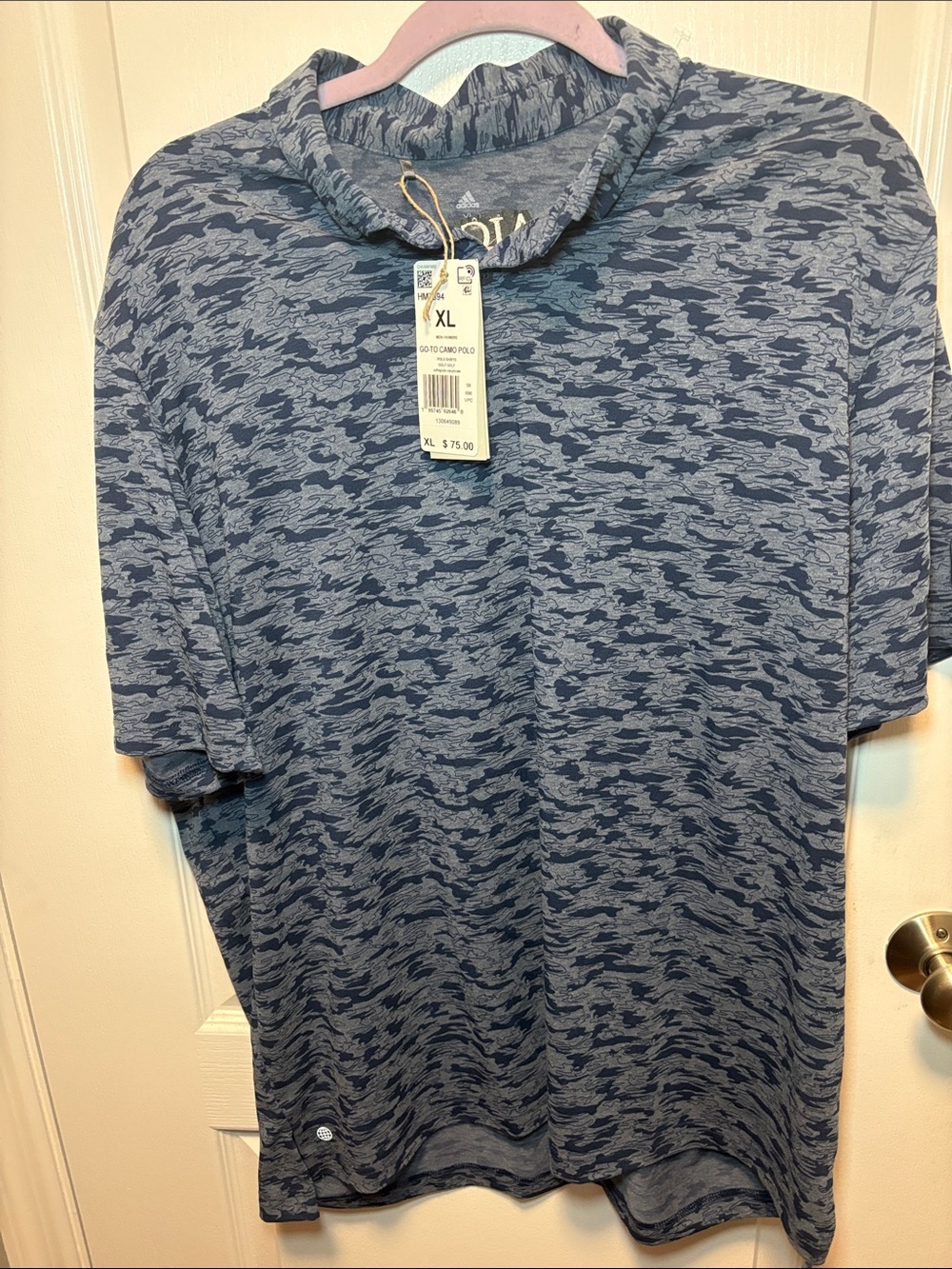 adidas Men’s Blue Camouflage Short Sleeve Polo